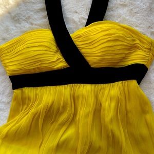 BCBG strapless yellow maxi dress with black detailing size 2